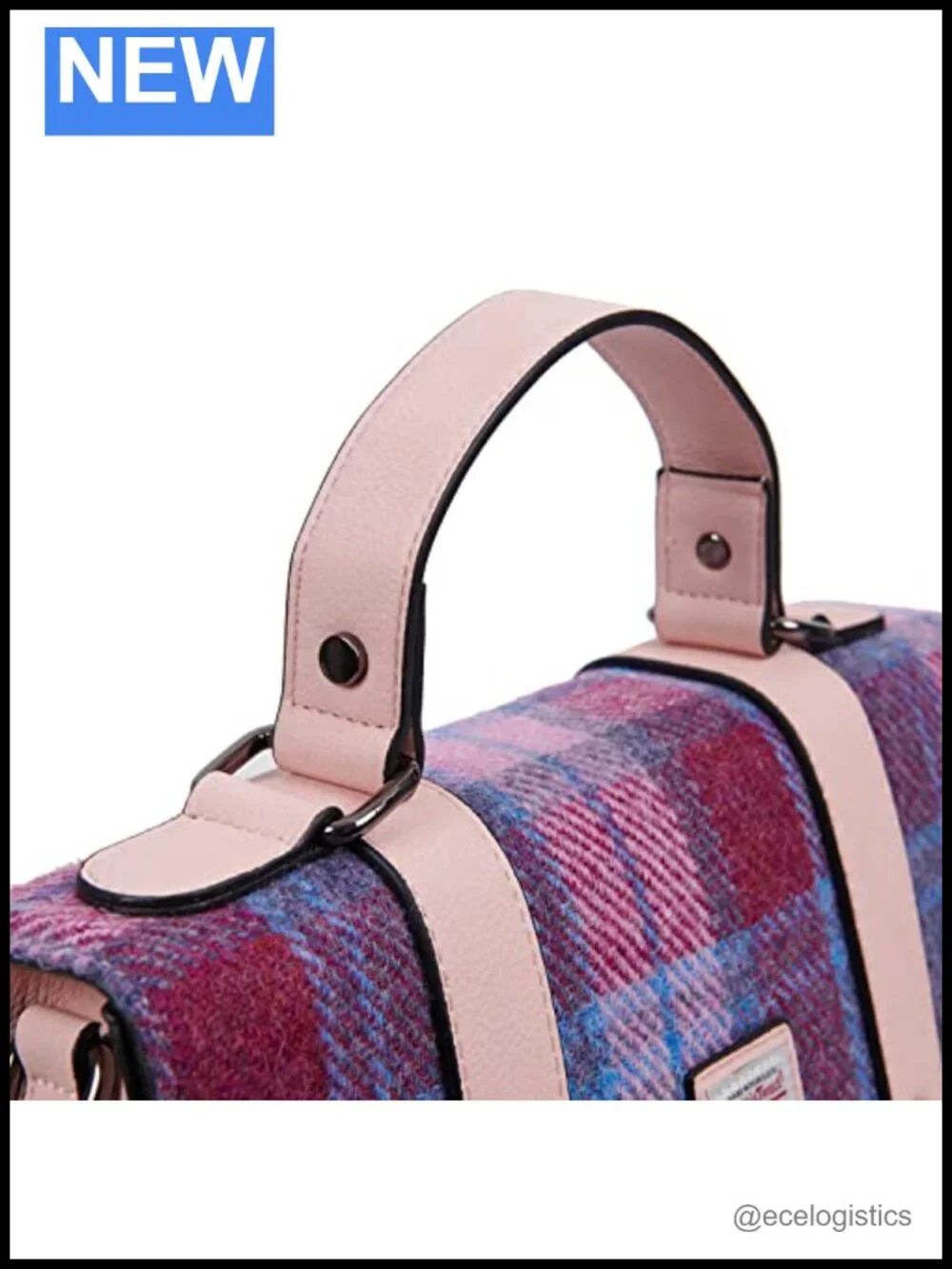 Genuine Harris Tweed Satchel Bag Vegan Microfibre Leather Handbag